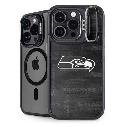 NFL Seattle Seahawks Black & White iPhone 14 Pro Max Kickstand Case