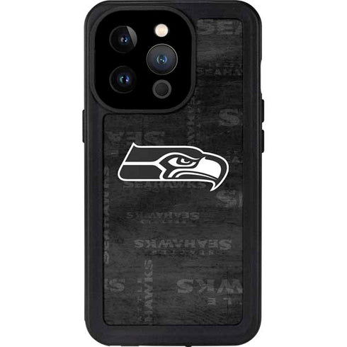 NFL Seattle Seahawks Black & White iPhone 15 Pro Waterproof Case