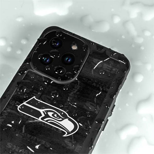 NFL Seattle Seahawks Black & White iPhone 15 Pro Waterproof Case