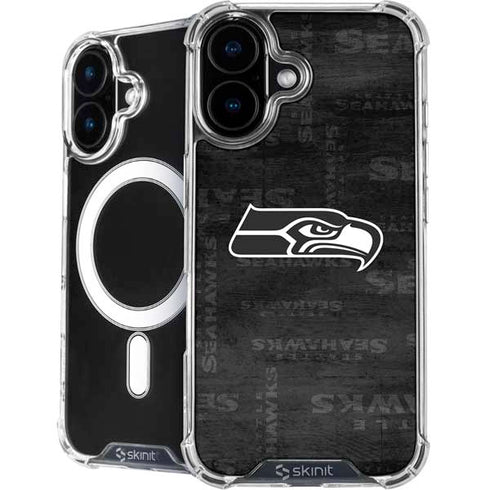 NFL Seattle Seahawks Black & White iPhone 16 MagSafe Case