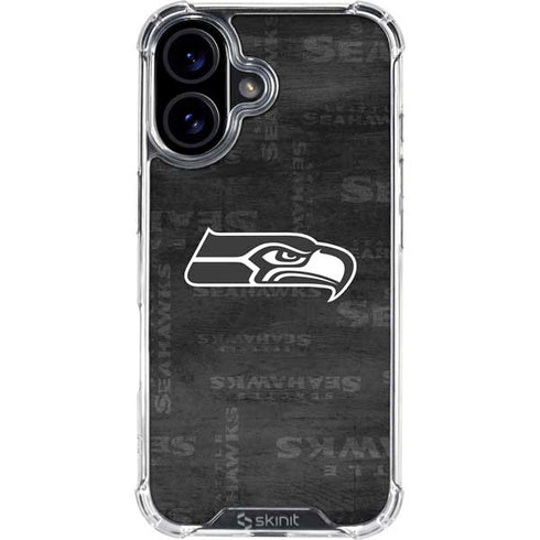 NFL Seattle Seahawks Black & White iPhone 16 Plus Clear Case