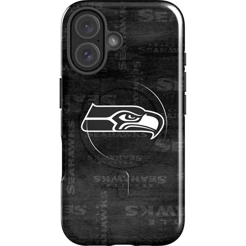 NFL Seattle Seahawks Black & White iPhone 16 Plus Magsafe Impact Case