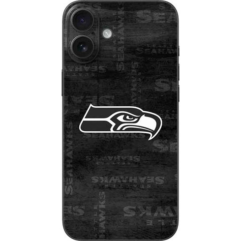 NFL Seattle Seahawks Black & White iPhone 16 Plus Skin