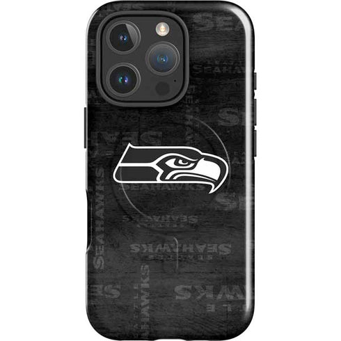 NFL Seattle Seahawks Black & White iPhone 16 Pro Magsafe Impact Case