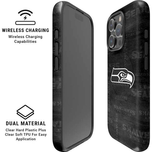 NFL Seattle Seahawks Black & White iPhone 16 Pro Magsafe Impact Case