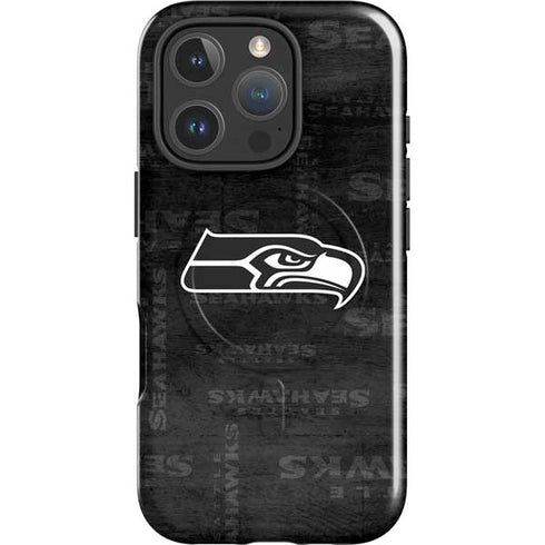 NFL Seattle Seahawks Black & White iPhone 16 Pro Max Magsafe Impact Case