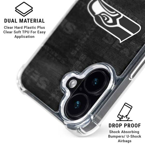 NFL Seattle Seahawks Black & White iPhone 17 Clear Case
