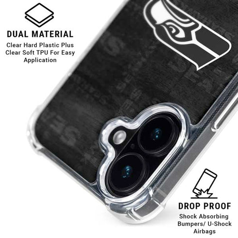 NFL Seattle Seahawks Black & White iPhone 17 MagSafe Case