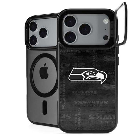 NFL Seattle Seahawks Black & White iPhone 18 Pro Kickstand Case