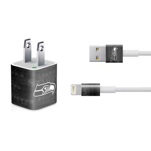 NFL Seattle Seahawks Black & White iPhone Charger (5W USB) Skin