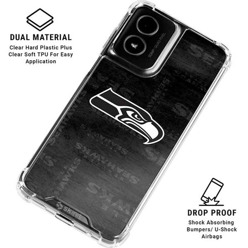 NFL Seattle Seahawks Black & White Moto G Power 5G (2024) Clear Case