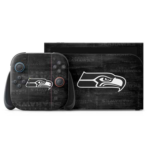 NFL Seattle Seahawks Black & White Nintendo Switch 2 (2025) with Joy-Con Skin