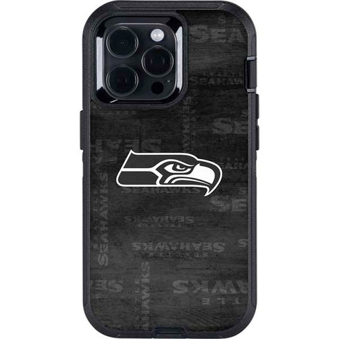NFL Seattle Seahawks Black & White Otterbox Defender iPhone Skin