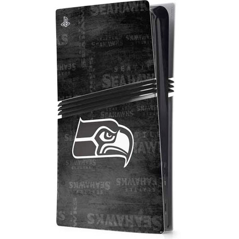 NFL Seattle Seahawks Black & White PS5 Pro Console Skin