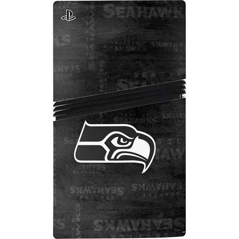 NFL Seattle Seahawks Black & White PS5 Pro Disk Bundle Skin