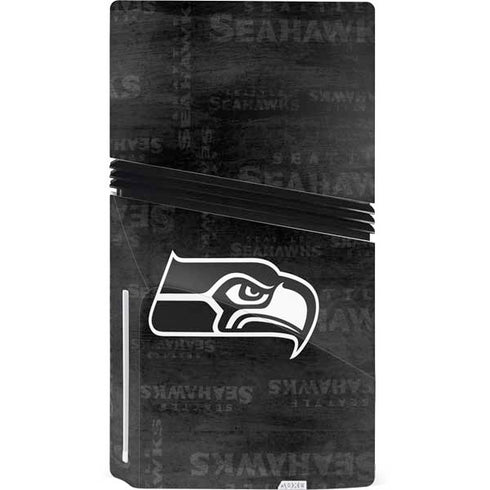 NFL Seattle Seahawks Black & White PS5 Pro Disk Bundle Skin