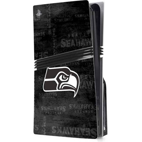 NFL Seattle Seahawks Black & White PS5 Pro Disk Console Skin