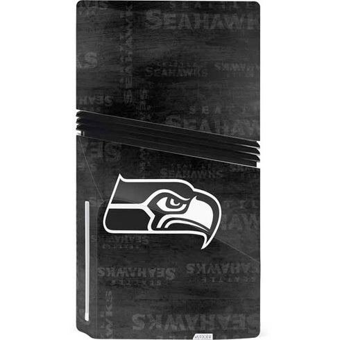 NFL Seattle Seahawks Black & White PS5 Pro Disk Console Skin