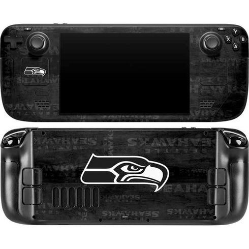 NFL Seattle Seahawks Black & White Steam Deck Handheld Gaming Computer OLED Skin