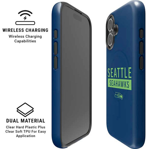 NFL Seattle Seahawks Blue Performance Series iPhone 16 Magsafe Impact Case