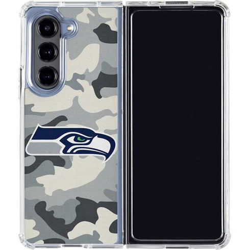 NFL Seattle Seahawks Camo Galaxy Z Fold5 5G Clear Case