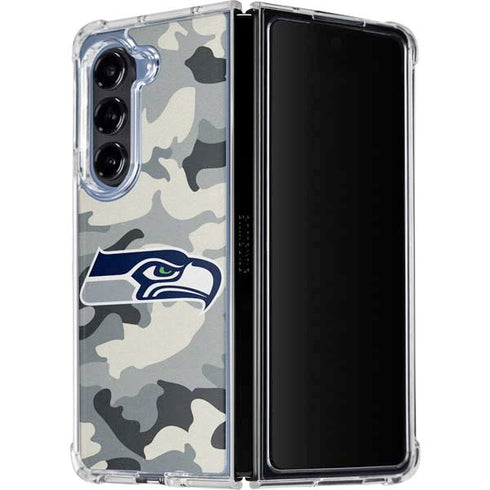 NFL Seattle Seahawks Camo Galaxy Z Fold5 5G Clear Case