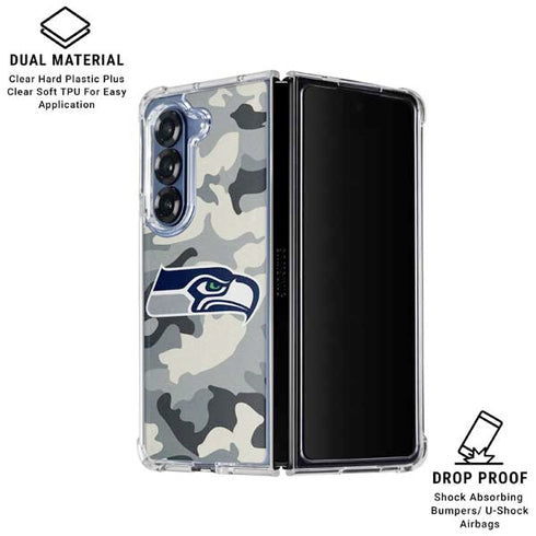 NFL Seattle Seahawks Camo Galaxy Z Fold6 Clear Case