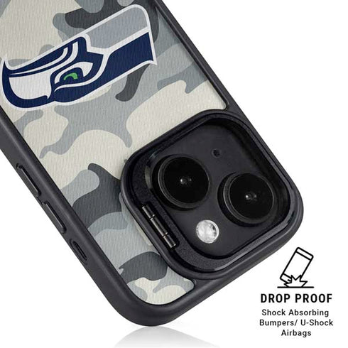 NFL Seattle Seahawks Camo iPhone 14 Plus Kickstand Case