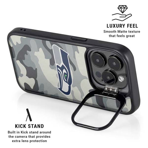 NFL Seattle Seahawks Camo iPhone 14 Pro Kickstand Case
