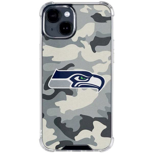 NFL Seattle Seahawks Camo iPhone 15 Clear Case