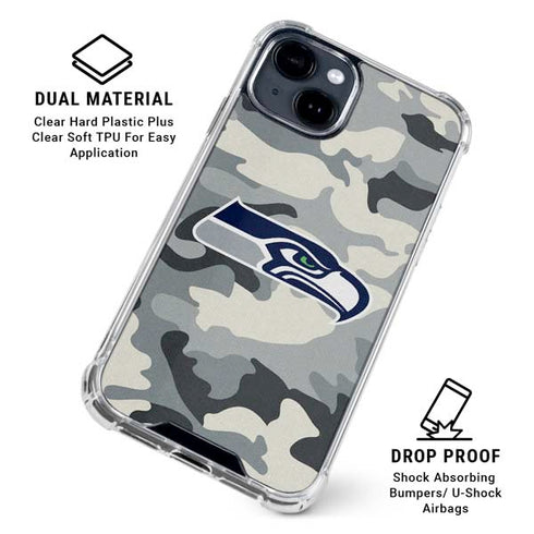 NFL Seattle Seahawks Camo iPhone 15 Clear Case