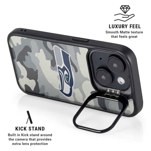 NFL Seattle Seahawks Camo iPhone 15 Kickstand Case