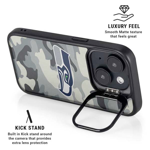 NFL Seattle Seahawks Camo iPhone 15 Plus Kickstand Case
