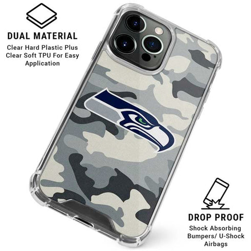 NFL Seattle Seahawks Camo iPhone 16 Pro Clear Case