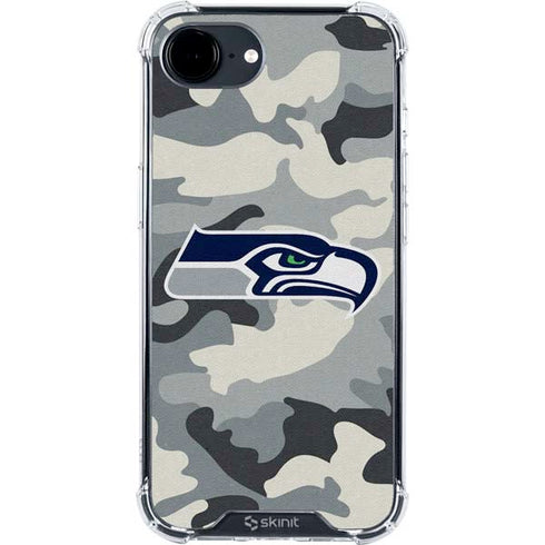 NFL Seattle Seahawks Camo iPhone 16e Clear Case