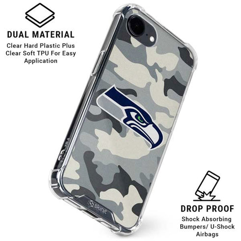 NFL Seattle Seahawks Camo iPhone 16e Clear Case