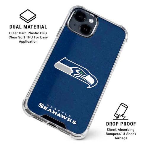 NFL Seattle Seahawks Distressed iPhone 15 Clear Case