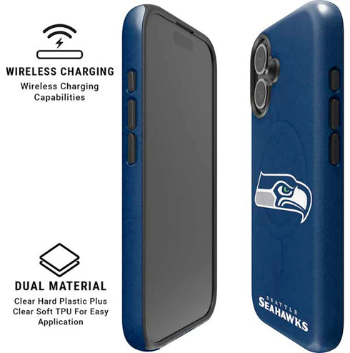 NFL Seattle Seahawks Distressed iPhone 16 Magsafe Impact Case
