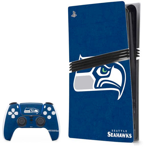 NFL Seattle Seahawks Distressed PS5 Pro Bundle Skin