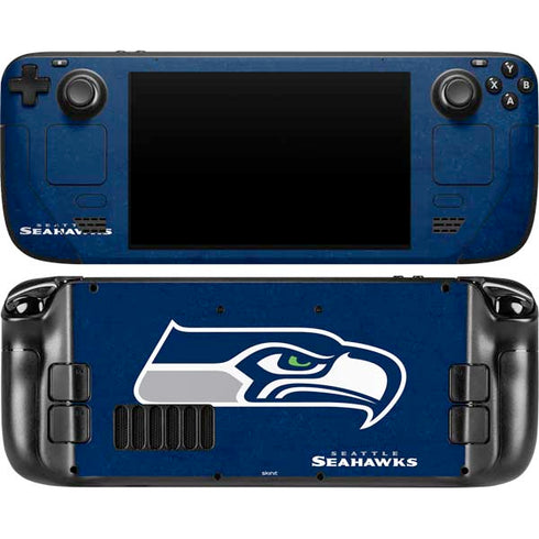 NFL Seattle Seahawks Distressed Steam Deck Handheld Gaming Computer OLED Skin