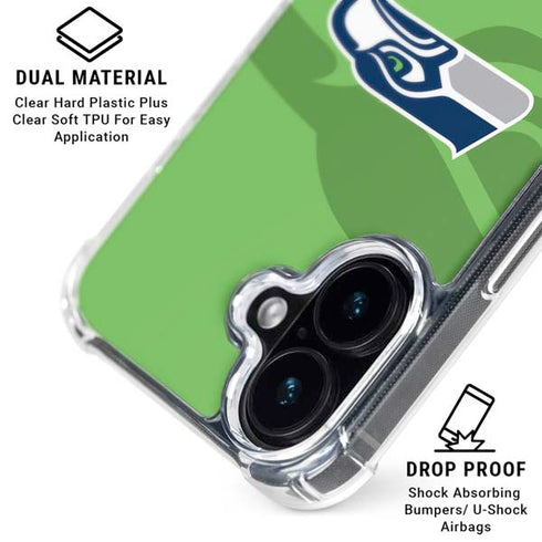 NFL Seattle Seahawks Double Vision iPhone 16 Plus Clear Case