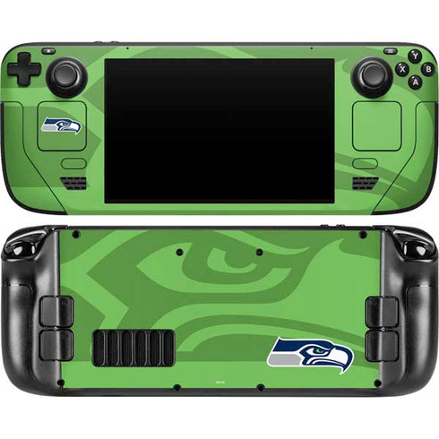 NFL Seattle Seahawks Double Vision Steam Deck Handheld Gaming Computer OLED Skin