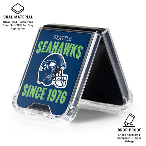 NFL Seattle Seahawks Helmet Galaxy Z Flip6 Clear Case