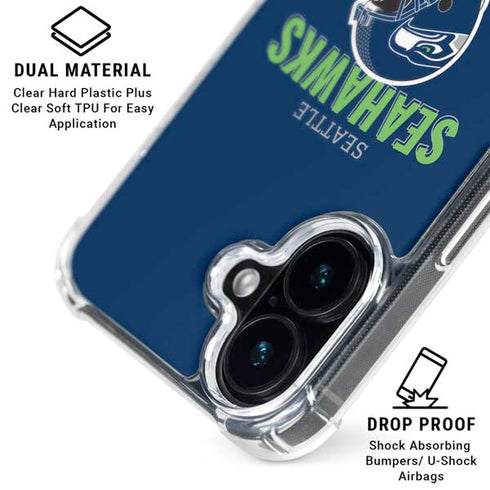 NFL Seattle Seahawks Helmet iPhone 16 Plus Clear Case