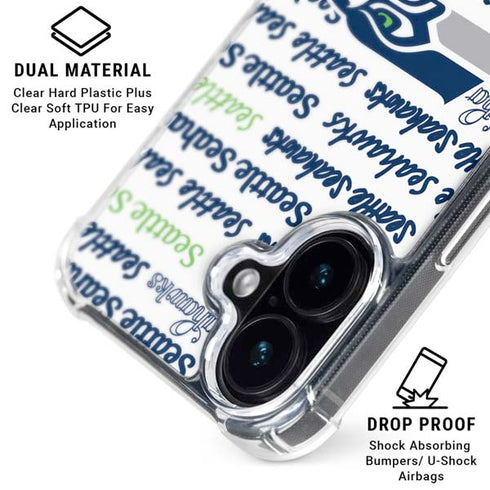 NFL Seattle Seahawks Print iPhone 16 Plus Clear Case
