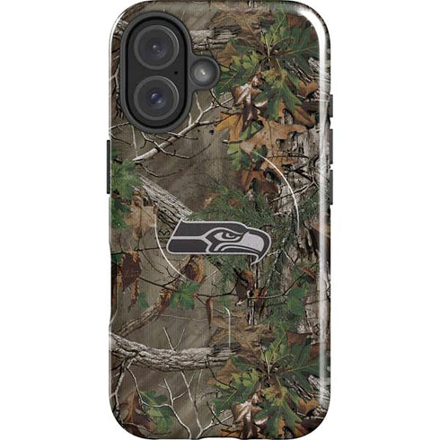 NFL Seattle Seahawks Realtree Xtra Green Camo iPhone 16 Plus Magsafe Impact Case