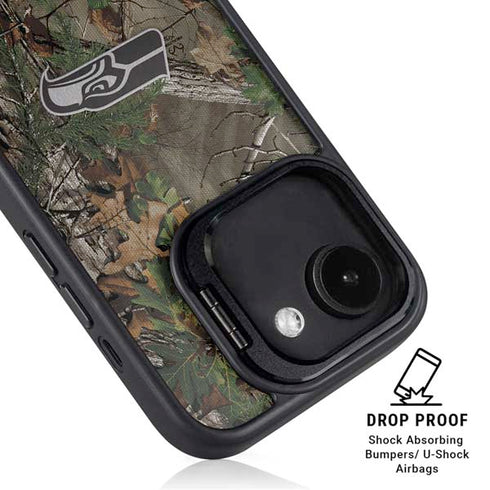 NFL Seattle Seahawks Realtree Xtra Green Camo iPhone 16e Kickstand Case
