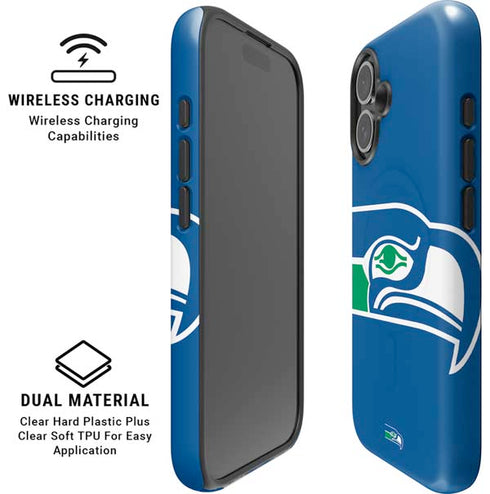 NFL Seattle Seahawks Retro Logo iPhone 16 Plus Magsafe Impact Case