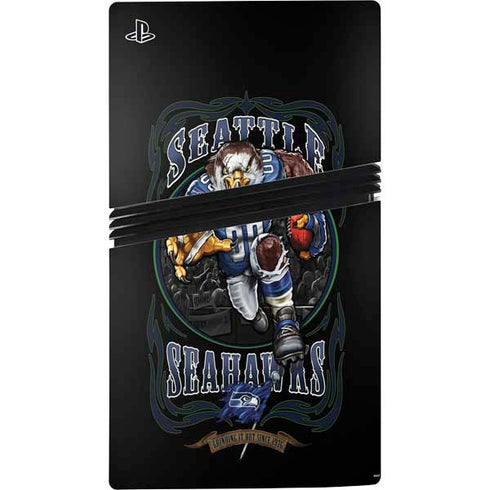 Liquid Blue NFL Seattle Seahawks Running Back PS5 Pro Console Skin
