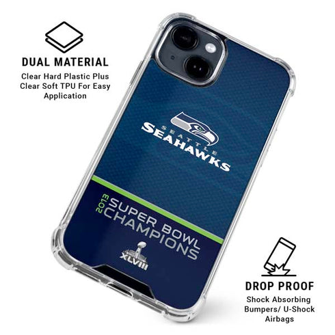 NFL Seattle Seahawks Super Bowl XLVIII iPhone 15 Clear Case